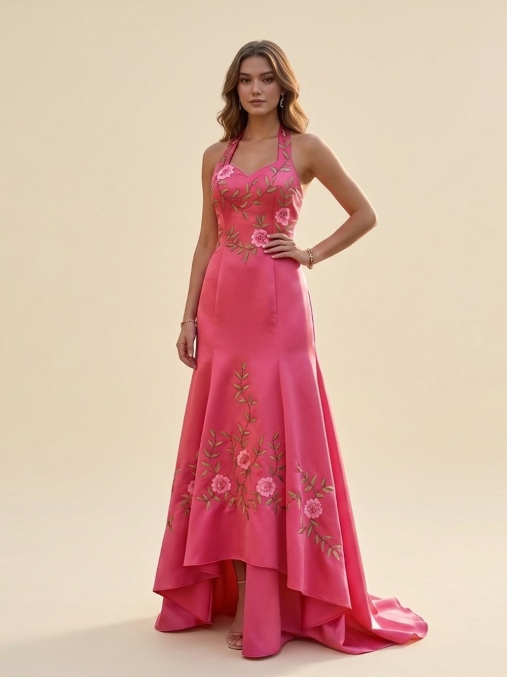 NWT Pink City Triangles Prom Dress Coquette Floral Mermaid Gown - READY TO SHIP